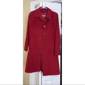 REDUCED ! Red Wool & Cashmere 3/4 Length Coat